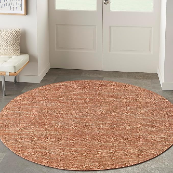 Nourison Home Nourison Essentials Rust 8' x Round Area Rug - Easy Clean, Non Shedding, Bed Room, Living Room, Dining Room, Kitchen (8' x Round)