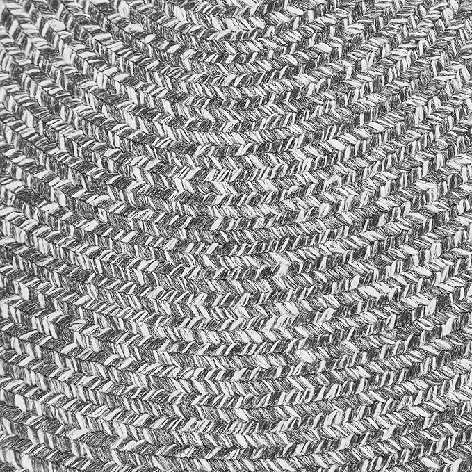 Superior Indoor/Outdoor Area Rug, Dual-Tone Reversible Braided Floor Decor for Patio, Front Porch, Entryway, Living Room, Office, Nursery, Artistic Home, 6' x 9', Charcoal-White