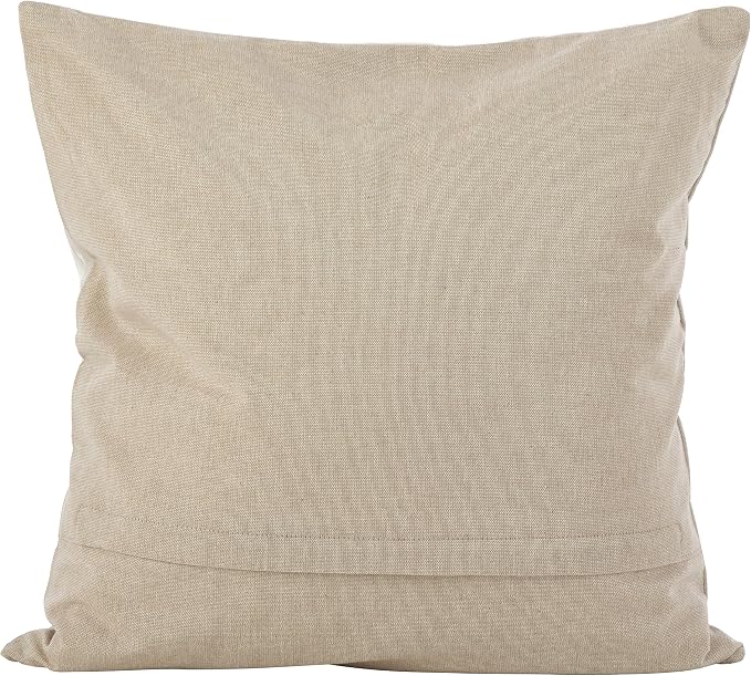 SARO LIFESTYLE Embroidered Floral Design Cotton Poly Filled Throw Pillow, 18", Ivory