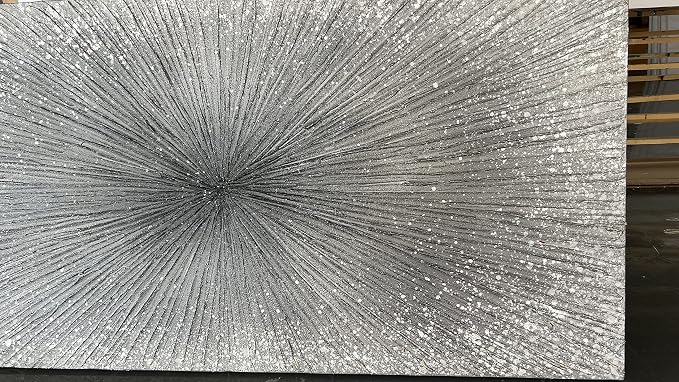 YaSheng Art - 24x48 Inch Abstract Art Oil Paintings on Canvas Thick silver Abstract Artwork Modern Home Decor Canvas Wall Art 24x48inch