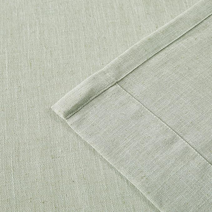 Vision Home Light Green Pinch Pleated Semi Sheer Curtains Textured Linen Blended Light Filtering Window Curtains 84 inch for Living Room Bedroom Patio Pinch Pleat Drapes with Hooks 1 Panel 60" Wx84 L