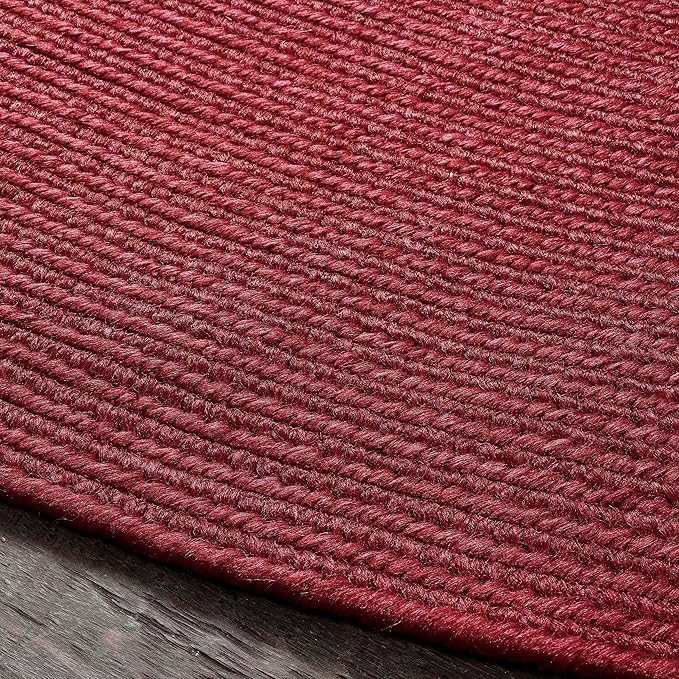 Superior Indoor/ Outdoor Large Area Rug, Reversible Braided Home Floor Decor for Living Room, Kitchen, Entryway, Patio, Front Porch, Deck, Modern, Boho, Farmhouse Style, 6' x 9', Burgundy