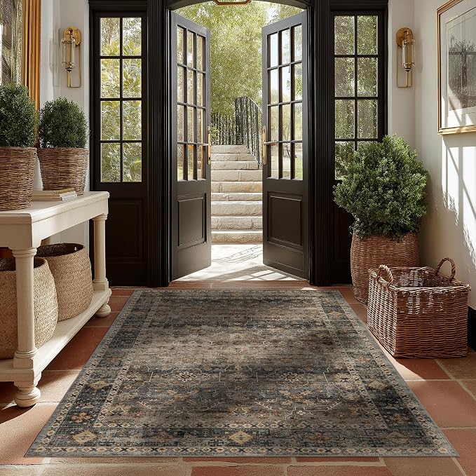 Ruaruarug Washable Area Rug 4x6 for Living Room, Bedroom, Ultra Soft Non Slip Stain & Fade Resistant, Pet & Kids Friendly, Suitable for High Traffic Areas Easy to Clean for Office Kitchen, Camel