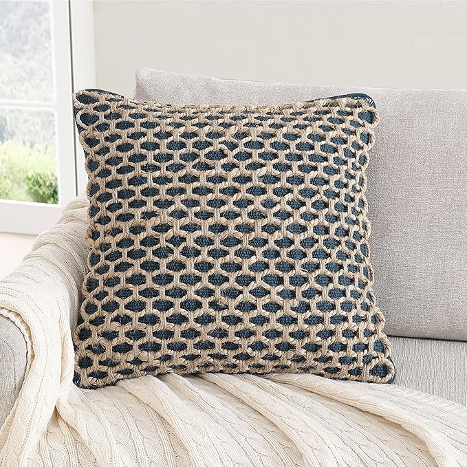 Boho Living 18x18 Indigo Throw Pillow Covers with Pillow Insert Included, Pack of 1