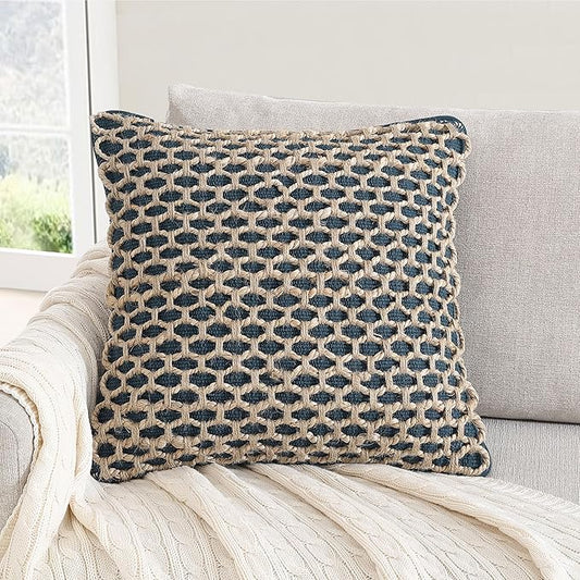 Boho Living 18x18 Indigo Throw Pillow Covers with Pillow Insert Included, Pack of 1
