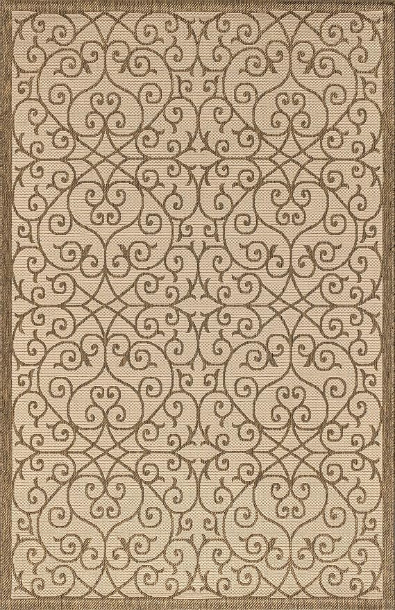 JONATHAN Y Vintage Filigree Indoor Outdoor Area Rug 4X6 Beige/Brown, Madrid Textured Weave for Backyard, Patio, Porch, Easy-Cleaning, High Traffic, Pet-Friendly, Non-Shedding (SMB107B-4)