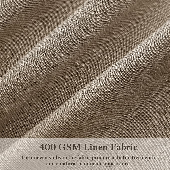 Latte Memory Trained Linen Blend Curtains 63 Inch Length Light Taupe Country Semi Sheer Privacy Pleated Drapes with Track Syetem 50 Inch Wide Back Tab Burlap Curtain 2 Panels for Dining Room Bedroom