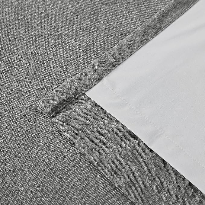 Vision Home Pinch Pleated Dark Grey Blackout Curtains 95 inch Linen Blended Room Darkening Drapes with Thermal Insulation & Back Tab Hooks for Bedroom Living Room, 40" Wx95 L 2 Panels