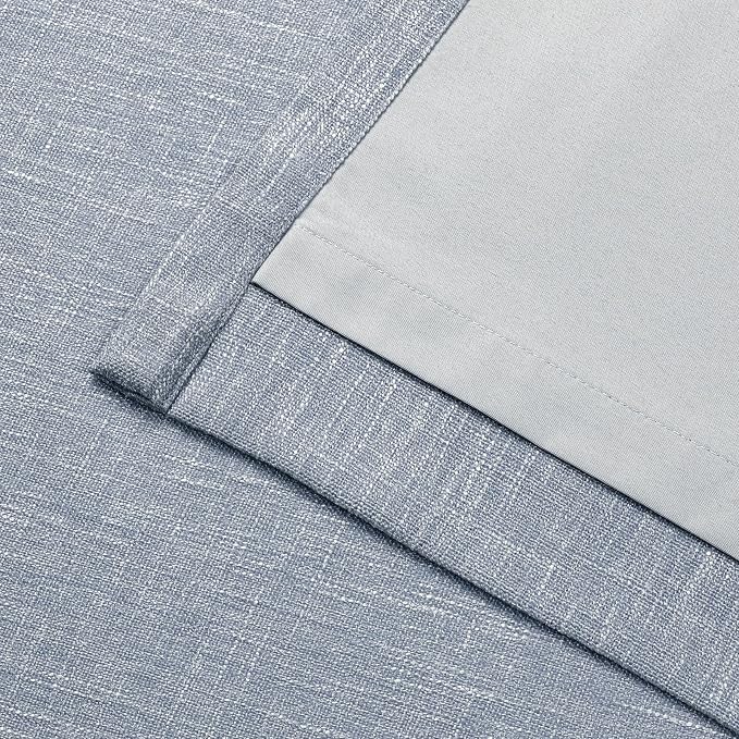 Vision Home Chambray Blue Pinch Pleated Full Blackout Curtains Room Darkening Window Curtains 90 inch for Living Room Bedroom Thermal Insulated Pinch Pleat Drapes with Hooks Back Tab 2 Panel 40"Wx90"L
