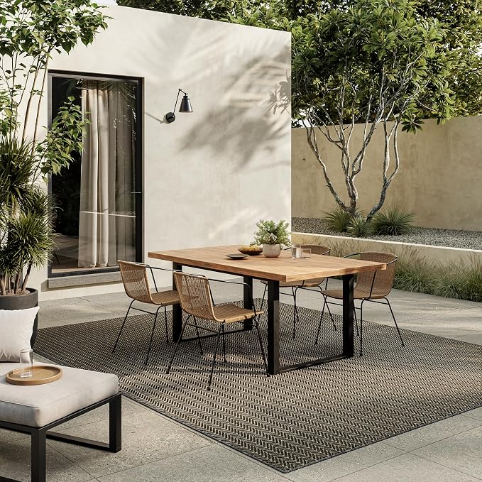 Nourison Home Horizon Indoor/Outdoor Charcoal 9' x 12' Area Rug - Easy Clean, Non Shedding, Bed Room, Living Room, Dining Room, Kitchen (9' x 12')