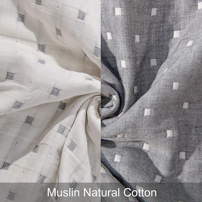 NTBAY 3 Layers Cotton Muslin 106x92 King Bed Blanket, Super Soft Breathable Thermal Yarn Dyed Quilt for Adults, Perfect Lightweight Blanket for Couch Sofa Bed All Seasons, Grey Dot