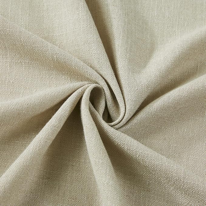 Vision Home Sand Pinch Pleated Semi Sheer Curtains Textured Linen Blended Light Filtering Window Curtains 112 inch for Living Room Bedroom Pinch Pleat Drapes with Hooks 2 Panels 40" Wx112 L