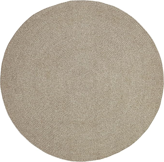 Superior Indoor/Outdoor Area Rug, Reversible Braided Floor Decor for Living Room, Kitchen, Patio, Front Porch, Modern Boho Farmhouse Rugs, Hardwood, Bedroom Accessories, 4' Round, Slate