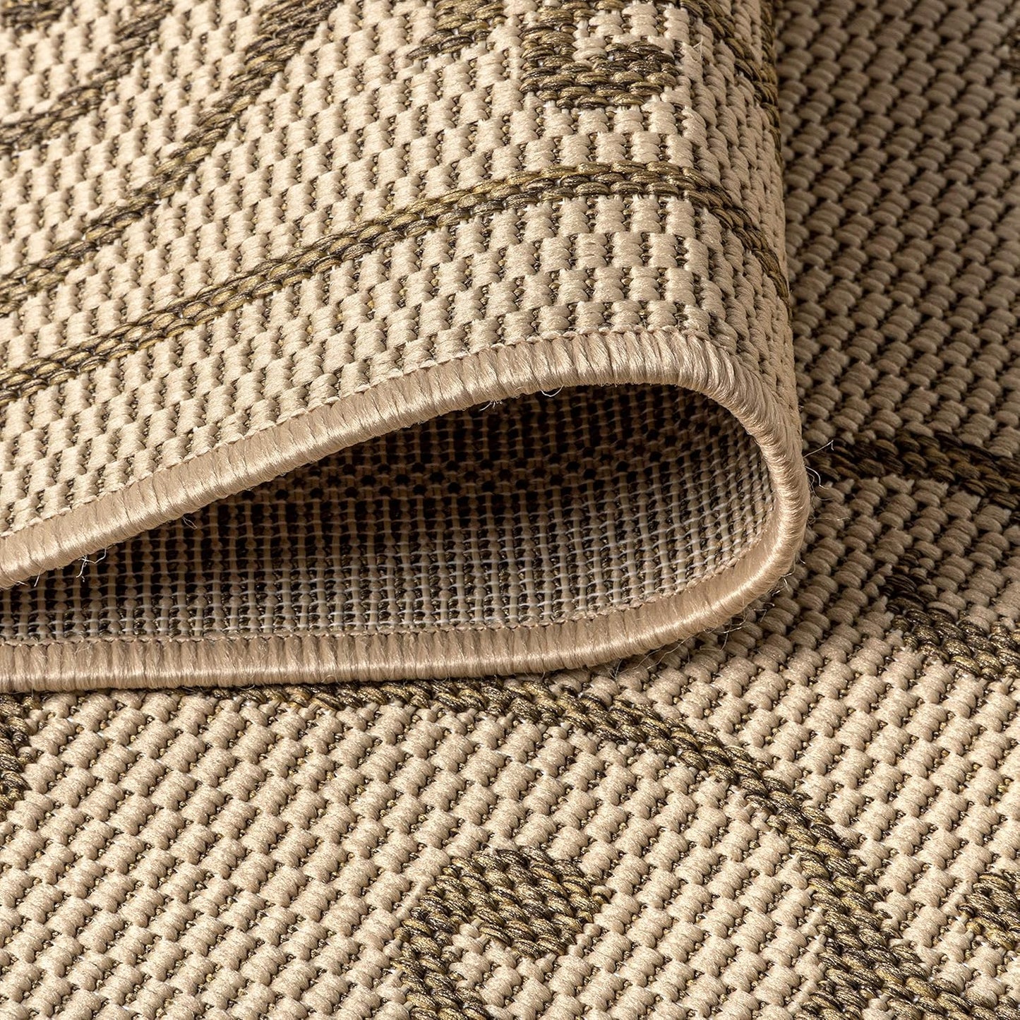 JONATHAN Y Vintage Filigree Indoor Outdoor Square Area Rug 6X6 Beige/Brown, Charleston Textured Weave for Backyard, Patio, Porch, Easy-Cleaning, High Traffic, Pet-Friendly, Non-Shedding (SMB106A-6SQ)