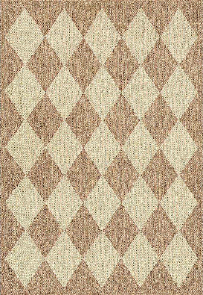 Nuloom Outdoor Performance Collection Sabina Brown/Ivory, 6'7" Square, Soft, High Traffic, Stain Resistant, Easy Clean, Durable Area Rug for Indoor/Outdoor Patio, Deck, Porch, Garden, Courtyard