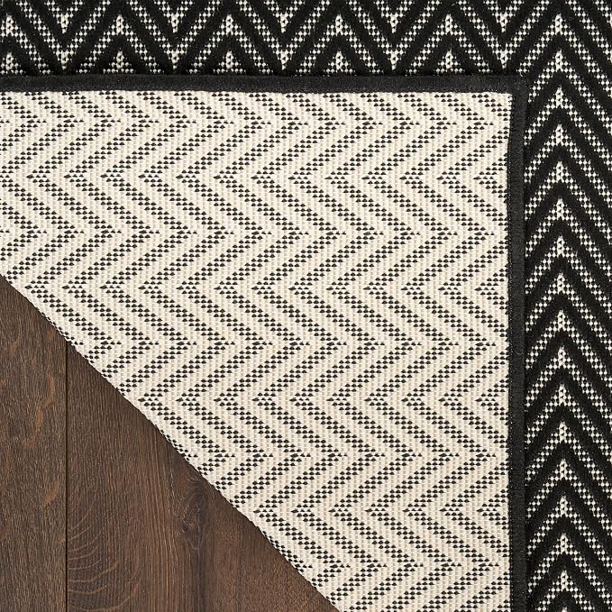 Nourison Home Horizon Indoor/Outdoor Black 8' x 10' Area Rug - Easy Clean, Non Shedding, Bed Room, Living Room, Dining Room, Kitchen (8' x 10')