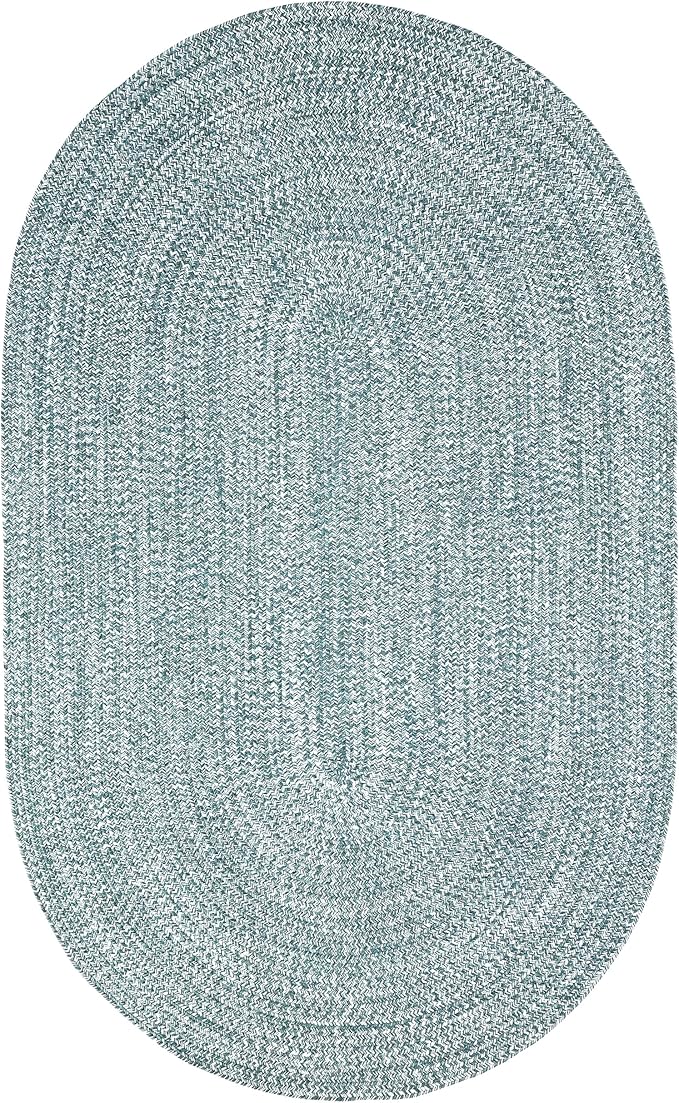 Superior Indoor/Outdoor Area Rug, Dual-Tone Reversible Braided Floor Decor for Patio, Front Porch, Entryway, Living Room, Office, Nursery, Artistic Home, 6' x 9', Lagoon Breeze-White