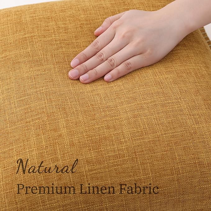 decorUhome Summer Decorative Throw Pillow Covers 12x20 Set of 2 Lumbar Faux Linen Outdoor Neutral Farmhouse Pillow Covers with Stitched Edge for Couch Sofa Living Room, Bronze Gold