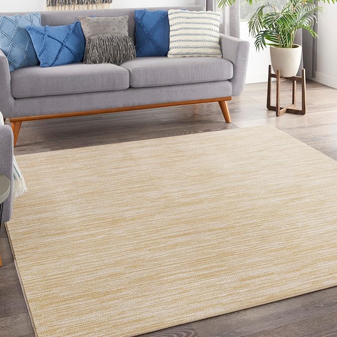 Nourison Home Nourison Essentials Ivory Gold 7' x Square Area Rug - Easy Clean, Non Shedding, Bed Room, Living Room, Dining Room, Kitchen (7' x Square)