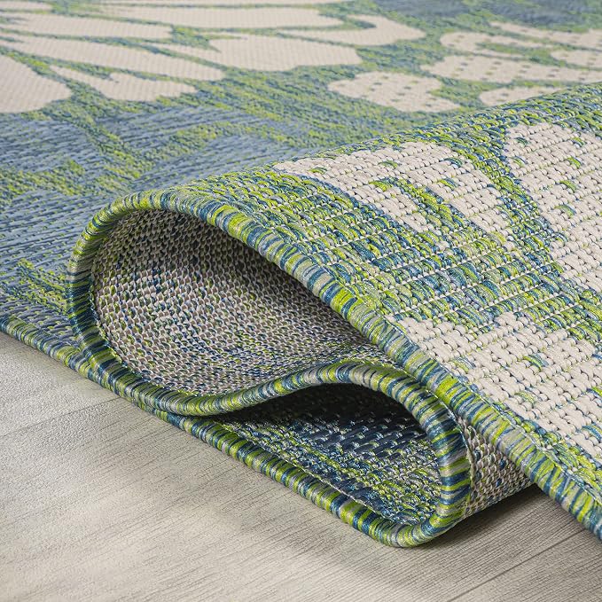 JONATHAN Y Floral Textured Weave Indoor Outdoor Area Rug 3X5 Cream/Green, Zinnia Modern for Backyard, Patio, Porch, Easy-Cleaning, High Traffic, Pet-Friendly, Non-Shedding (SMB110D-3)