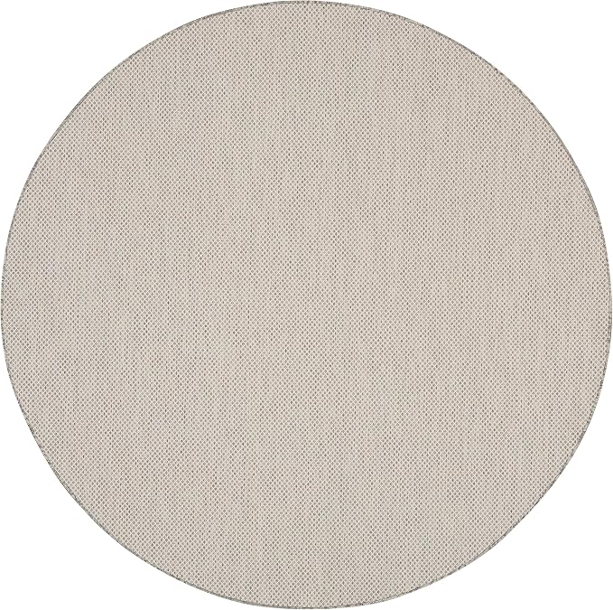 Nourison Home Courtyard Ivory Silver 6' x Round Area Rug - Easy Clean, Non Shedding, Bed Room, Living Room, Dining Room, Kitchen (6' x Round)