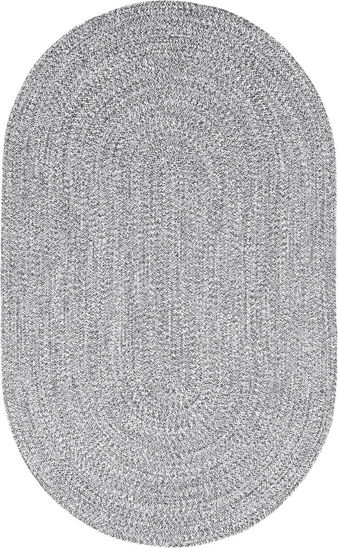 Superior Indoor/Outdoor Area Rug, Dual-Tone Reversible Braided Floor Decor for Patio, Front Porch, Entryway, Living Room, Office, Nursery, Artistic Home, 6' x 9', Charcoal-White