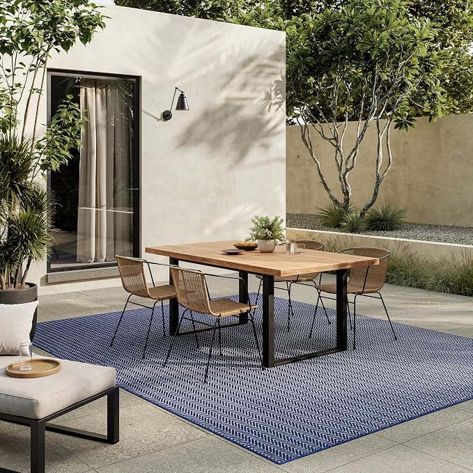 Nourison Home Horizon Indoor/Outdoor Navy 6' x 9' Area Rug - Easy Clean, Non Shedding, Bed Room, Living Room, Dining Room, Kitchen (6' x 9')