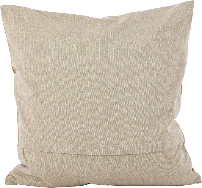SARO LIFESTYLE Embroidered Floral Design Beaded Cotton Poly Filled Throw Pillow, 18", Green