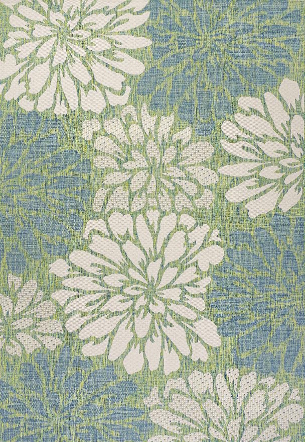 JONATHAN Y Floral Textured Weave Indoor Outdoor Area Rug 4X6 Cream/Green, Zinnia Modern for Backyard, Patio, Porch, Easy-Cleaning, High Traffic, Pet-Friendly, Non-Shedding (SMB110D-4)