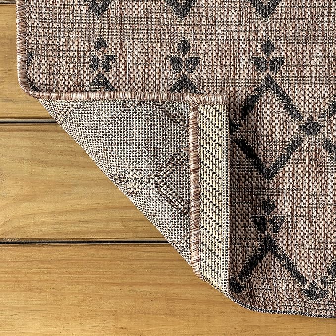 JONATHAN Y Moroccan Geometric Indoor Outdoor Area Rug 8X10 Natural/Black, Ourika Textured Weave for Backyard, Patio, Porch, Easy-Cleaning, High Traffic, Pet-Friendly, Non-Shedding (SMB108D-8)