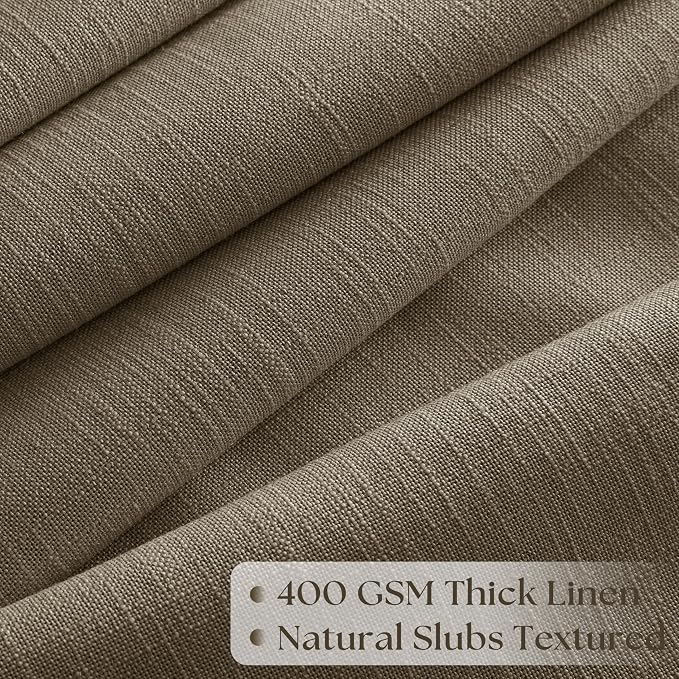 Pinch Pleated Linen 102 Inch Curtains 70 Inch Width for Living Room Divider Light Filtering Thick Light Brown Linen Extra Wide Patio Curtains for Sliding Door Balcony Floor to Ceiling Window 1 Panel