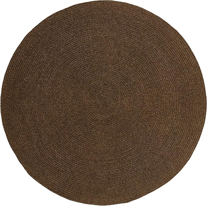 Superior Indoor/Outdoor Area Rug, Reversible Braided Floor Decor for Living Room, Kitchen, Patio, Front Porch, Modern Boho Farmhouse Rugs, Hardwood, Bedroom Accessories, 4' Round, Cocoa