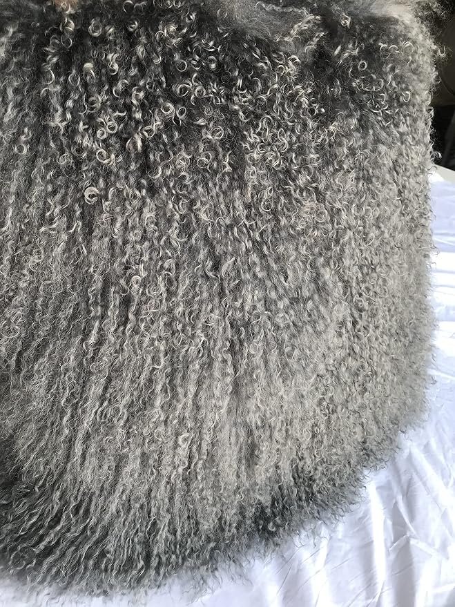 100% Real Mongolian Lamb Fur Cushion Cover/Pillowcase (Grey, 18x18inchs) 1