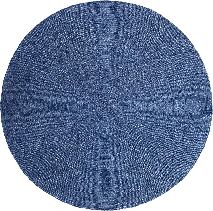 Superior Reversible Braided Indoor/Outdoor Area Rug, 6' round, Denim Blue