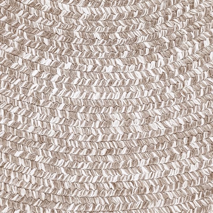 Superior Indoor/Outdoor Area Rug, Dual-Tone Reversible Braided Floor Decor for Patio, Front Porch, Entryway, Living Room, Office, Nursery, Artistic Home, 8' x 10', Latte-White