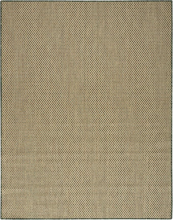 Nourison Home Courtyard Green 9' x 12' Area Rug - Easy Clean, Non Shedding, Bed Room, Living Room, Dining Room, Kitchen (9' x 12')