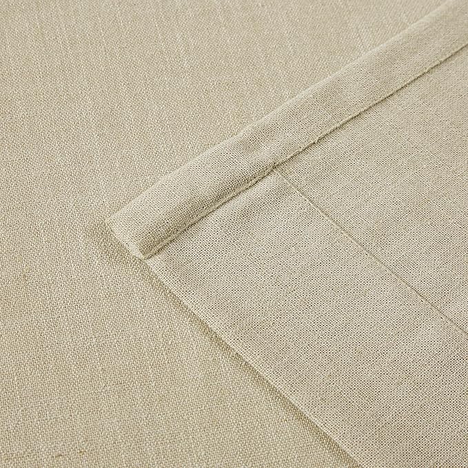 Vision Home Sand Pinch Pleated Semi Sheer Curtains Textured Linen Blended Light Filtering Window Curtains 72 inch for Living Room Bedroom Patio Pinch Pleat Drapes with Hooks 1 Panel 60" Wx72 L