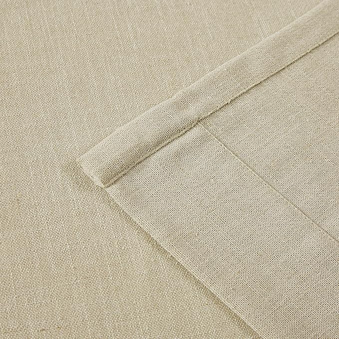 Vision Home Sand Pinch Pleated Semi Sheer Curtains Textured Linen Blended Light Filtering Window Curtains 95 inch for Living Room Bedroom Pinch Pleat Drapes with Hooks 2 Panels 40" Wx95 L,Camel Beige