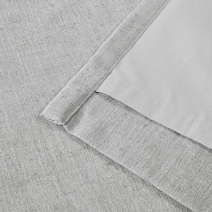 Vision Home Light Gray Pinch Pleated Full Blackout Curtains Linen Blended Room Darkening Curtain Panels 112 inch for Living Room Bedroom Thermal Insulated Pinch Pleat Drapes with Hooks 40" Wx112 Lx2