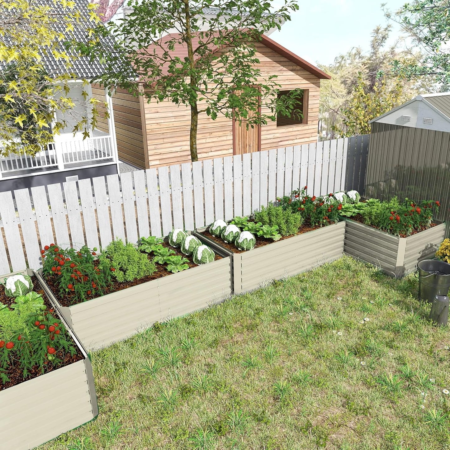 6x3x2 ft Raised Garden Bed, Large Metal Planter Raised Beds, Planters for Outdoor Plants for Vegetables, Flowers, Herbs, Fruits, and Succulents.(4 Pcs, Yellow)