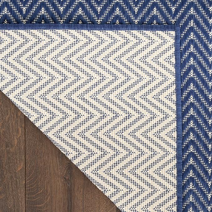 Nourison Home Horizon Indoor/Outdoor Navy 2'2" x 8' Area Rug - Easy Clean, Non Shedding, Bed Room, Living Room, Dining Room, Kitchen (8' Runner)