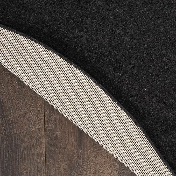 Nourison Home Nourison Essentials Black 4' x Round Area Rug - Easy Clean, Non Shedding, Bed Room, Living Room, Dining Room, Kitchen (4' x Round)
