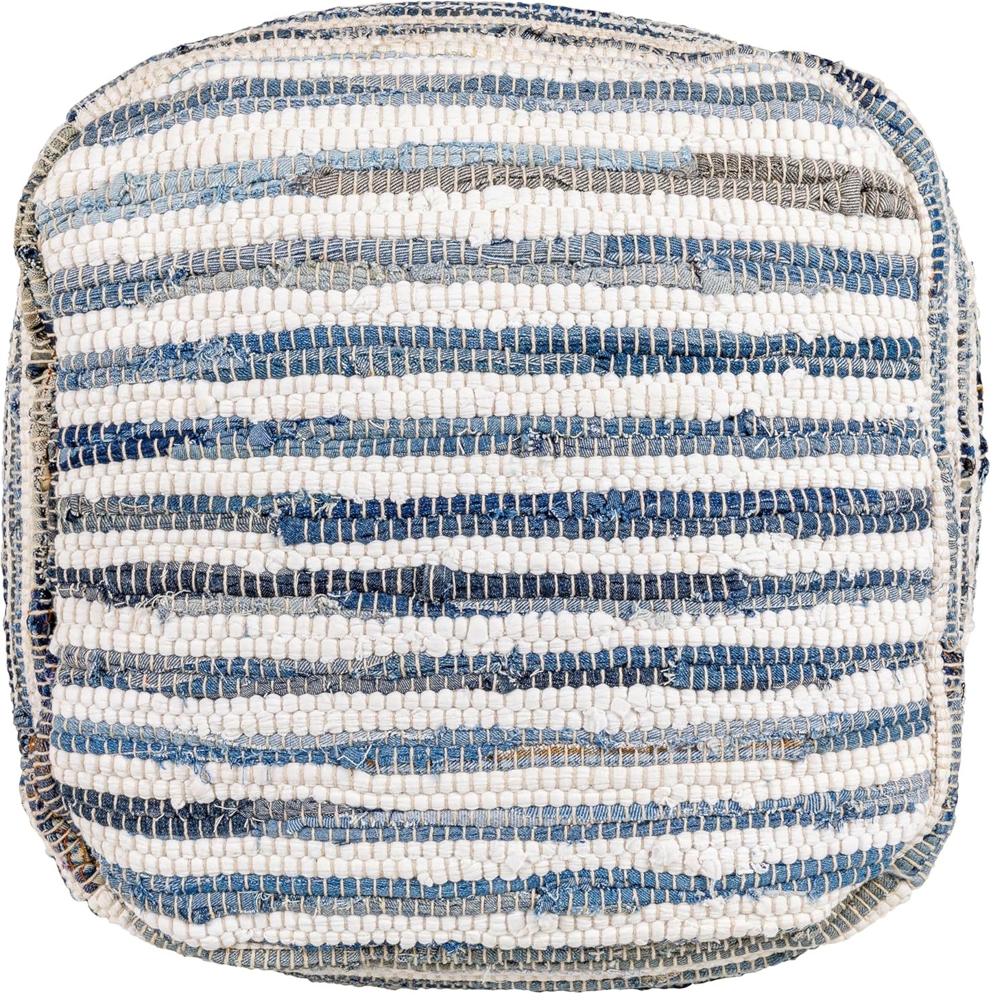 Mark&Day Pouf Ottoman, Korneuburg Natural Fiber Navy Cube Pouf Foot Rest for Living Room, Bedroom and Boho Home Decor (16"x16"x16")