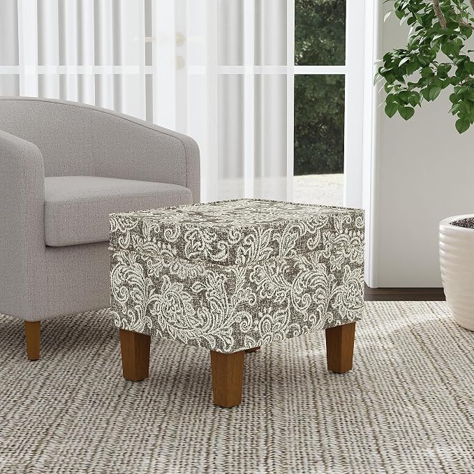 HomePop 22" Modern Rectangular Storage Ottoman - Brown Jacobean Print