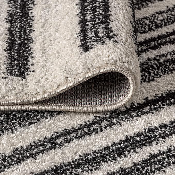 JONATHAN Y Khalil Modern Berber Stripe Cream/Black Runner Rug, 2x20, Contemporary, Bohemian, Easy-Cleaning for Living Room, Bedroom, Kitchen, Pet Friendly, Non-Shedding (MOH207A-220)