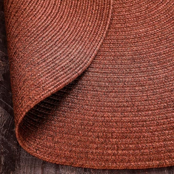 Superior Indoor/ Outdoor Large Area Rug, Reversible Braided Home Floor Decor for Living Room, Kitchen, Entryway, Patio, Front Porch, Deck, Modern, Boho, Farmhouse Style, 3' x 5', Brick