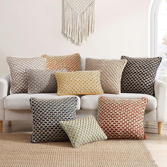 Boho Living 18x18 Harvest Orange Throw Pillow Covers Pillow Insert not Included - Boho Pillow Covers Only, Pack of 2