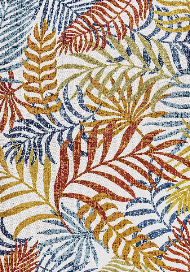 JONATHAN Y Tropics Palm Leaves Indoor Outdoor Area Rug 8X10 Cream/Orange | Ships Rolled, Durable Flat Weave, Lays Flat for Backyard, Patio, Porch, Easy-Cleaning, High Traffic,Pet-Friendly,Non-Shedding