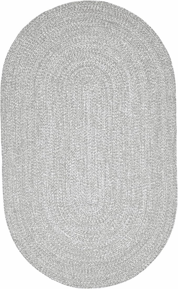 Superior Indoor/Outdoor Area Rug, Dual-Tone Reversible Braided Floor Decor for Patio, Front Porch, Entryway, Living Room, Office, Nursery, Artistic Home, 6' x 9', Canvas-White