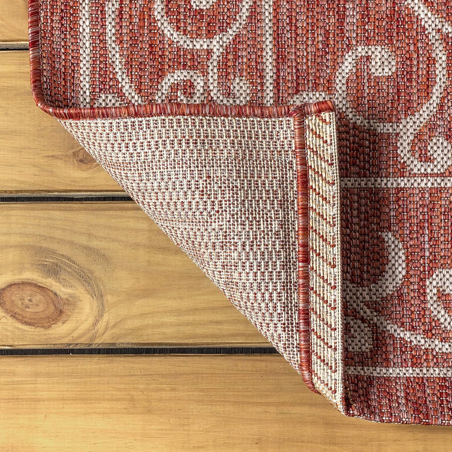 JONATHAN Y Vintage Filigree Indoor Outdoor Area Rug 5X8 Red/Beige, Charleston Textured Weave for Backyard, Patio, Porch, Easy-Cleaning, High Traffic, Pet-Friendly, Non-Shedding (SMB106B-5)